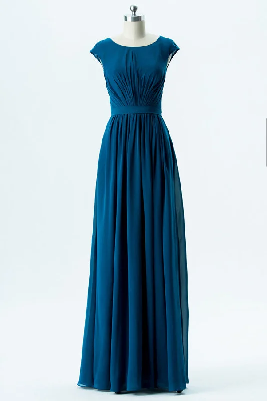 Teal Chiffon Banded Waist Bridesmaid Dress Casual unclassified dresses