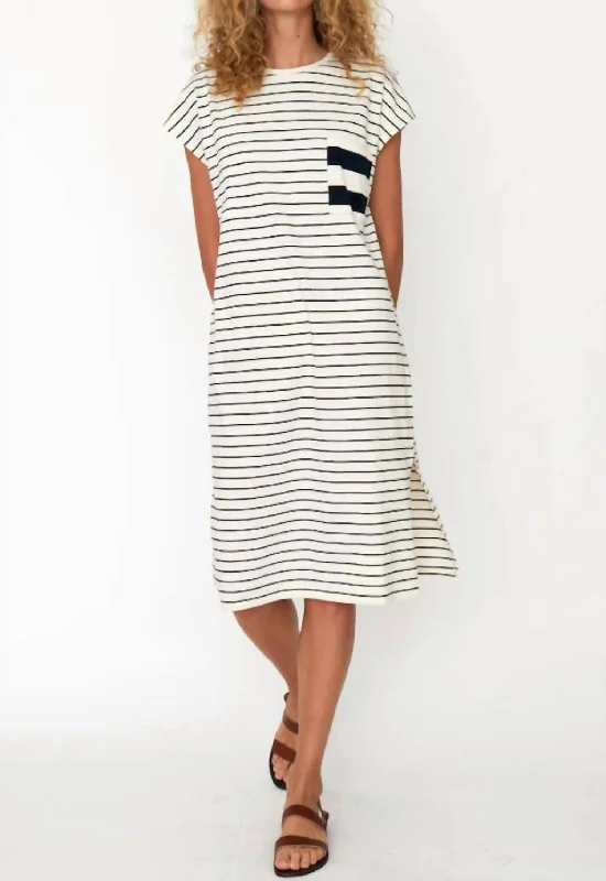 The Honor Tee Dress In Cream/navy Luxury unclassified dresses