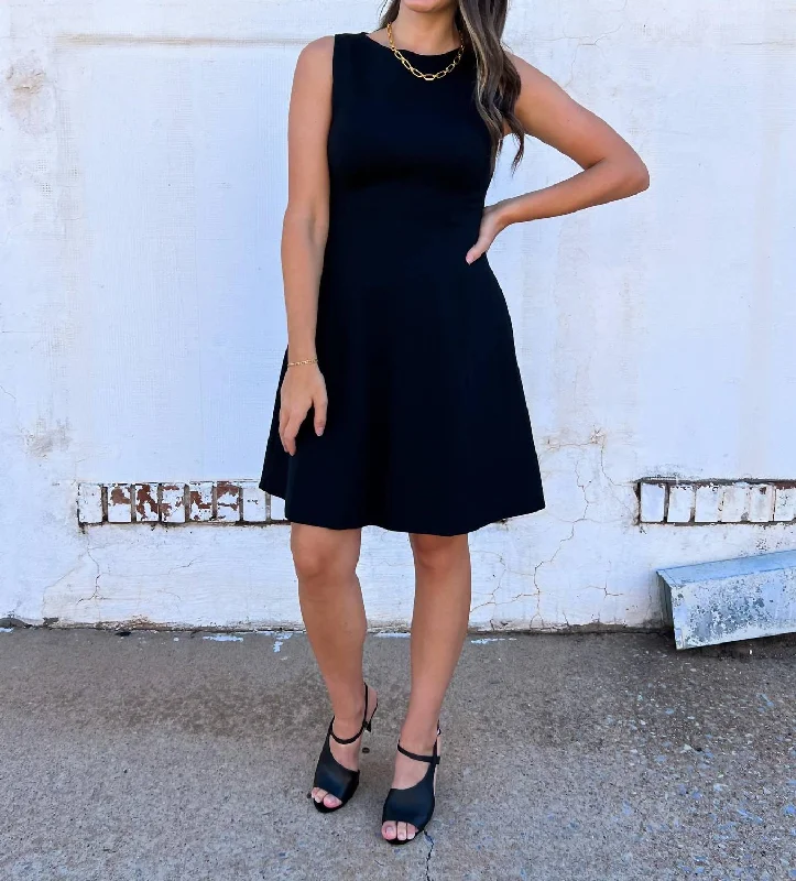 The Perfect Flare Dress In Classic Black Printed unclassified dresses