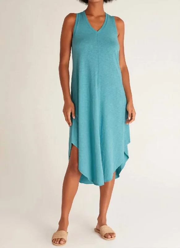 The Reverie Slub Dress In Cabana Teal Halter unclassified dresses