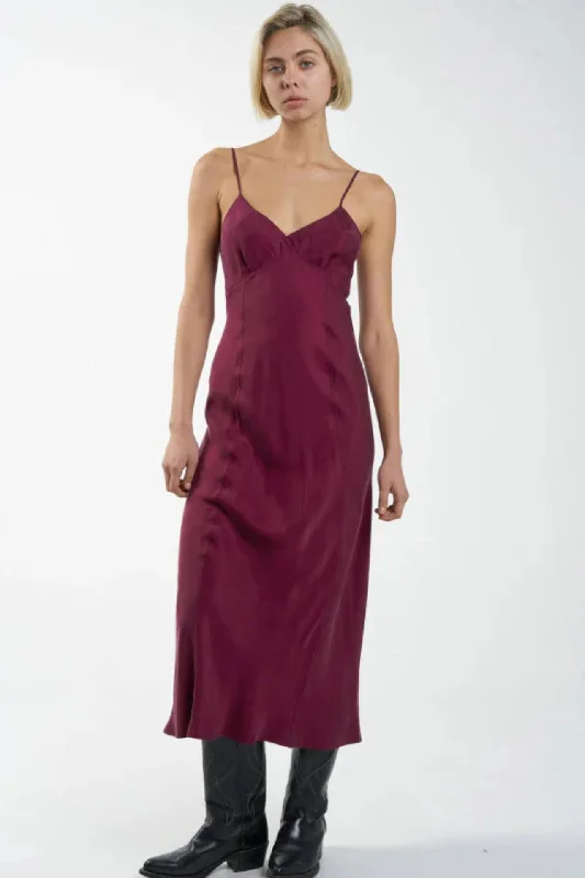 Thrills Chelsea Full Length Slip Dress Wine Long unclassified dresses