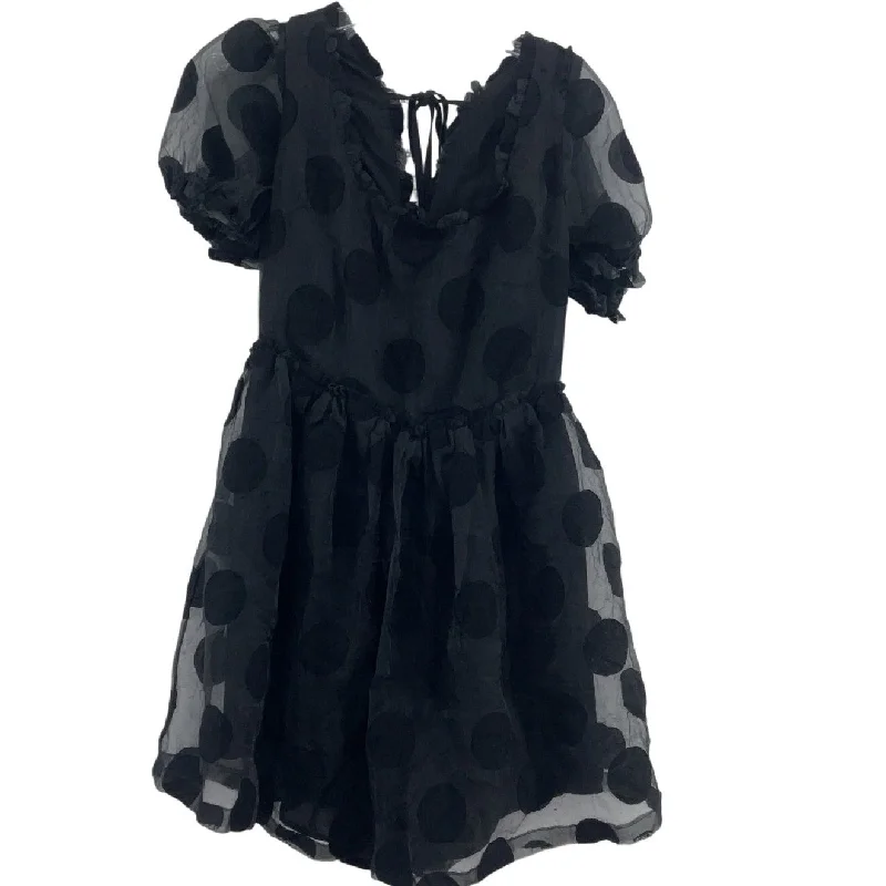 Topshop Black Womens Sheer Polka Dot Fit & Flare Dress Size 8 Viscose - Preowned Satin unclassified dresses