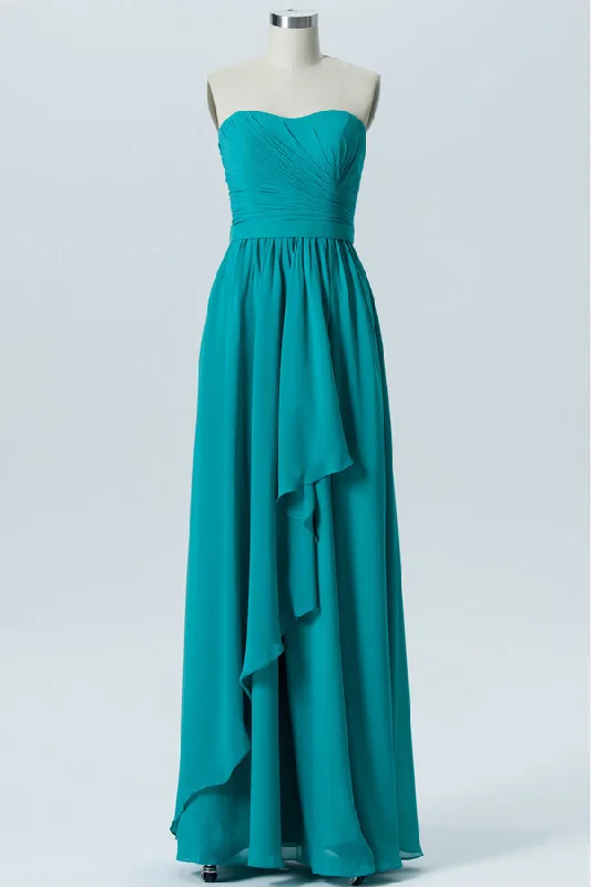 Turquoise Strapless Ruffled Bridesmaid Dress Budget-friendly unclassified dresses