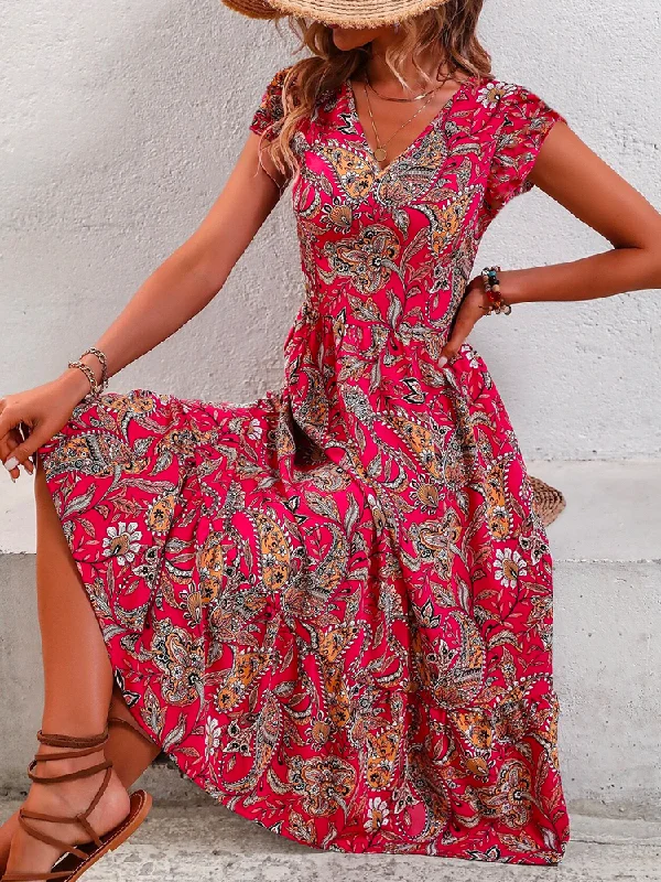 Vacation Paisley Printed Dress  WE101 Vacation unclassified dresses