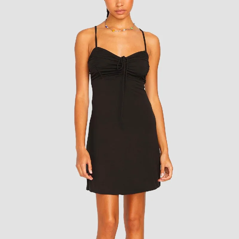 Volcom Luvcon Dress Black - Womens Open-back unclassified dresses