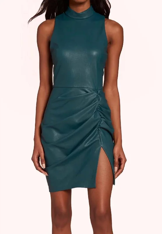 Wade Vegan Leather Dress In Pine Date night unclassified dresses