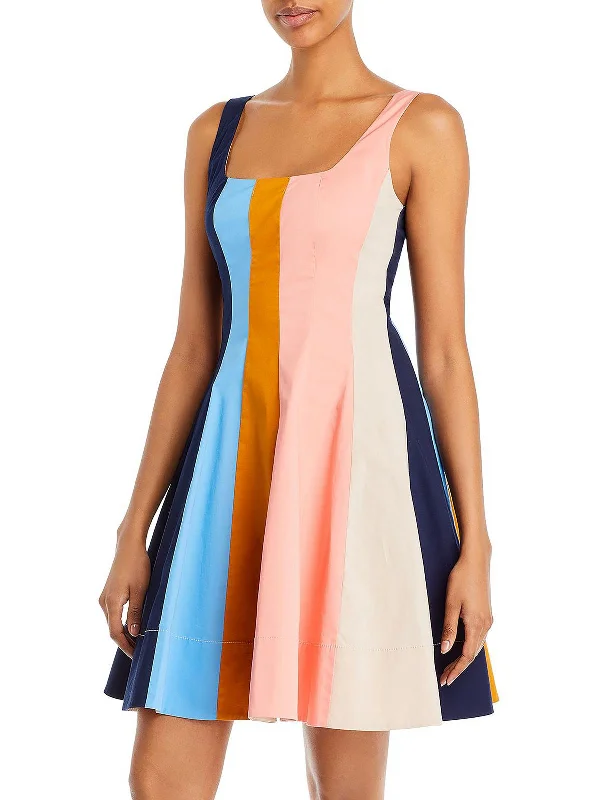 Wells Womens Colorblock Stretch Fit & Flare Dress Spring unclassified dresses