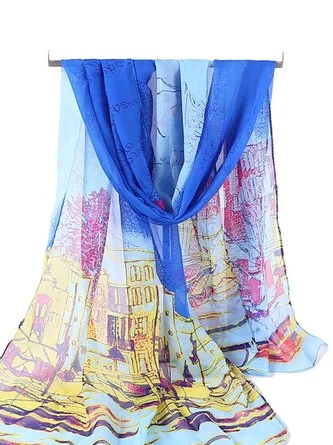 Vacation Abstract Fun Illustration Pattern Silk Scarf Spring Summer Beach Accessories VT14 Party unclassified dresses