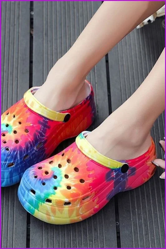 Summer High Heel Hole Slippers Outdoor Beach Sandals F1987 A-line unclassified dresses