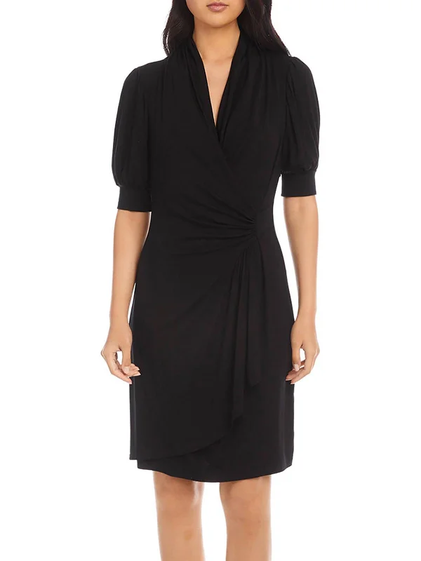 Womens Faux Wrap Ruched Sheath Dress Discounted unclassified dresses