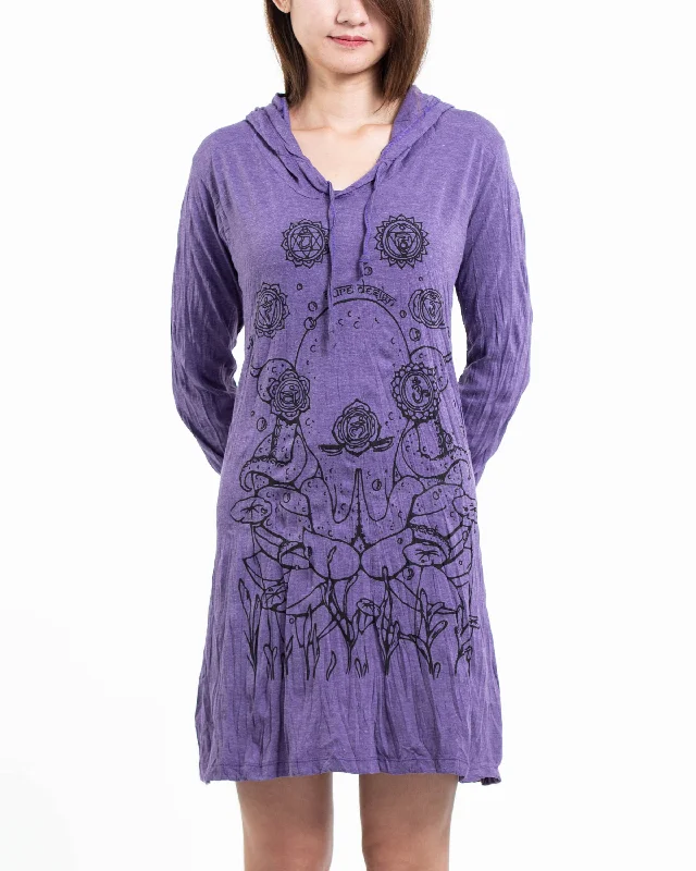 Womens Octopus Chakras Hoodie Dress in Purple Wrap unclassified dresses