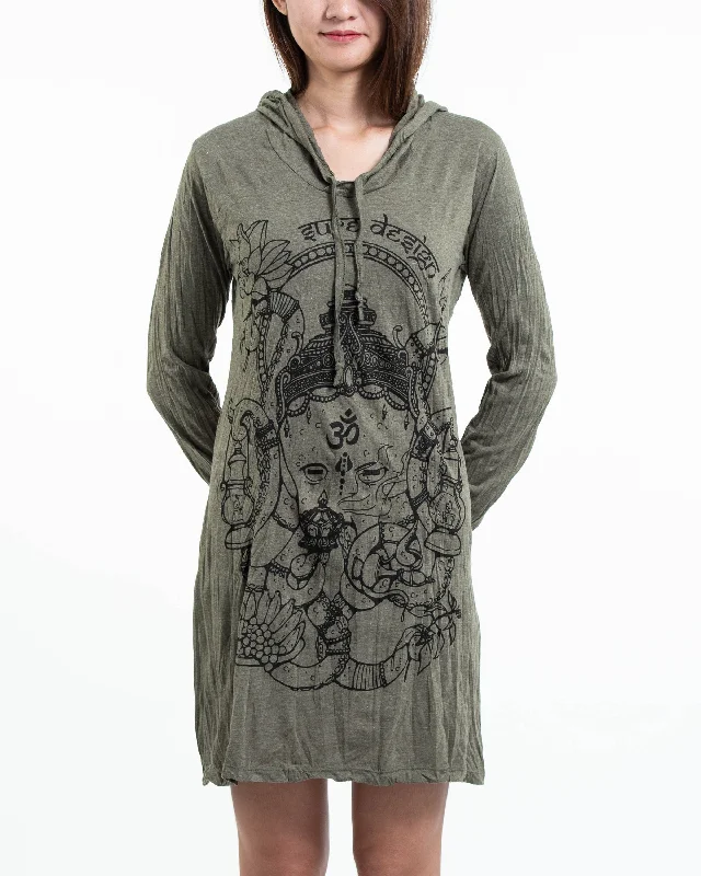 Womens Octopus Oracle Hoodie Dress in Green Striped unclassified dresses