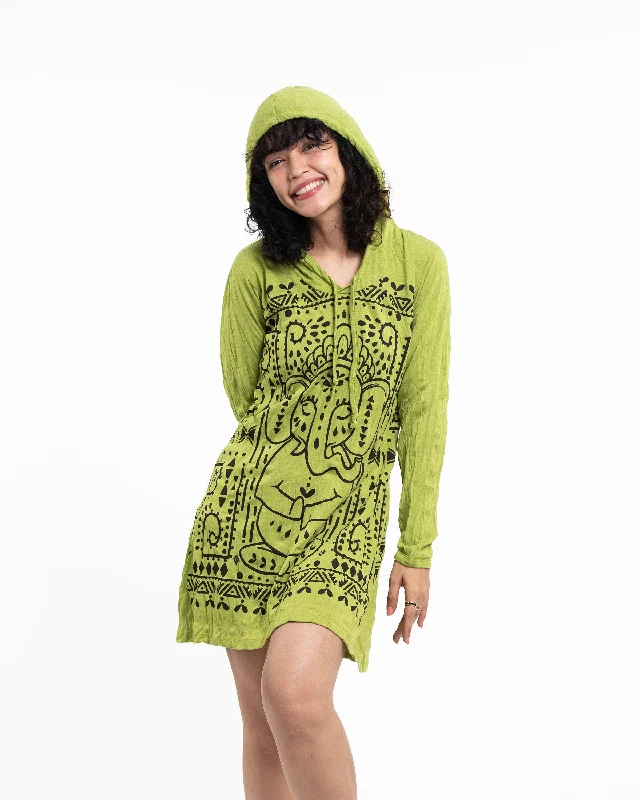 Womens Shanti Ganesh Hoodie Dress in Lime Casual chic unclassified dresses