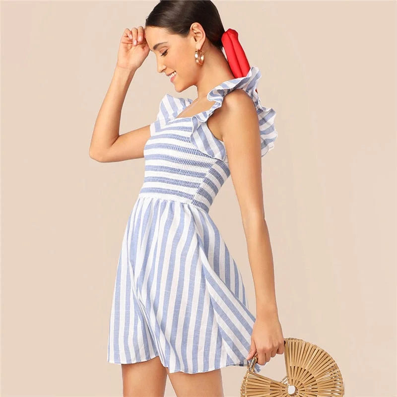 Women's Summer A-Line Striped Dress Satin unclassified dresses