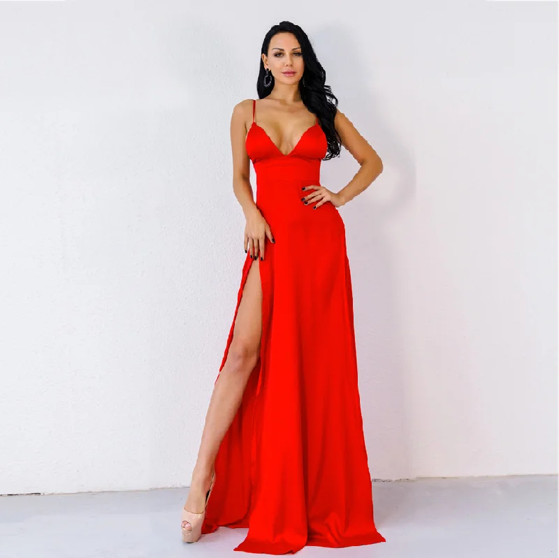 Women's Summer V-Neck Sleeveless Floor-Length Dress Fashionable unclassified dresses