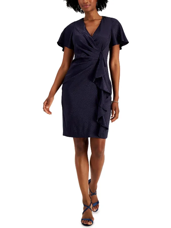 Womens Surplice Ruffled Sheath Dress Sleeveless unclassified dresses