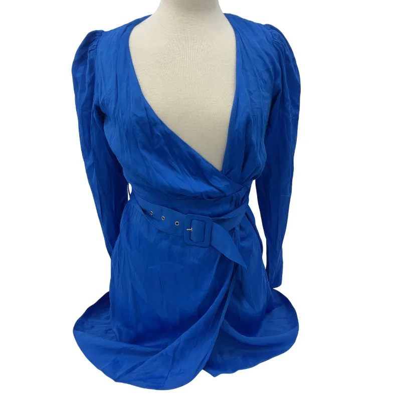 Zara Blue Wrap V Neck Women's Belted Dress S - Viscose, New With Tags Vintage unclassified dresses