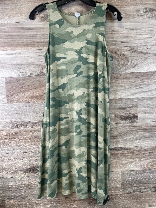 Camouflage Print Dress Casual Midi Old Navy, Size S Ruffled Skirt Midi