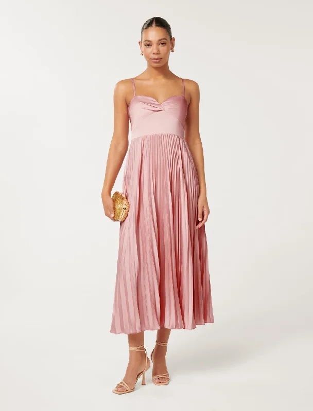 Chloe Pleated Midi Dress Warm Midi Skirt