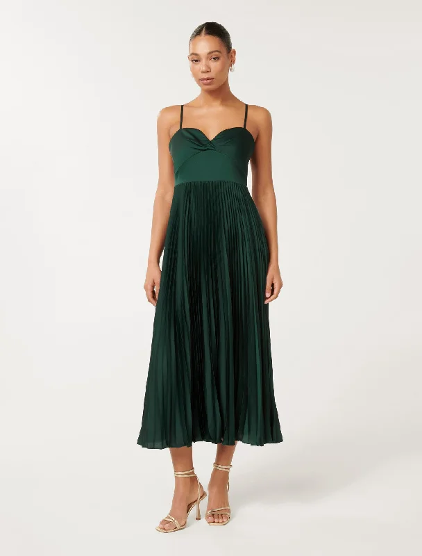 Chloe Pleated Midi Dress Lace-up Midi Skirt