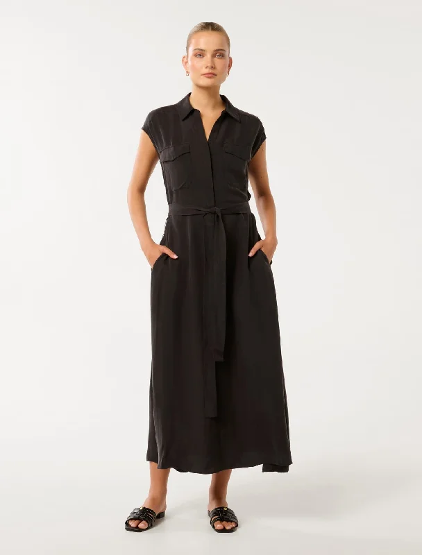 Foster Cupro Shirt Midi Dress Elegant Midi Skirt