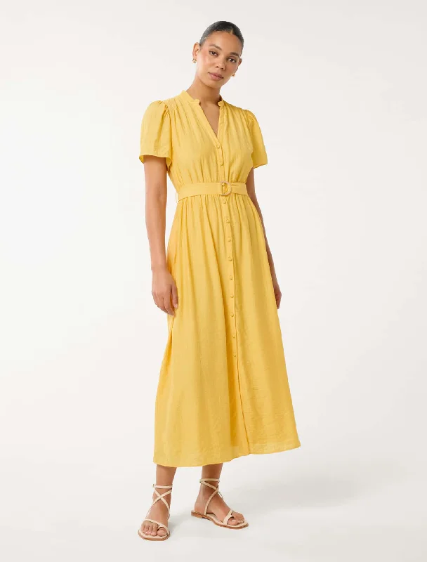 Logan Flutter Sleeve Shirt Midi Dress Midi Skirt Set